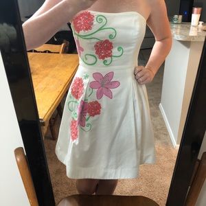 Lilly Pulitzer - White & Floral strapless dress
